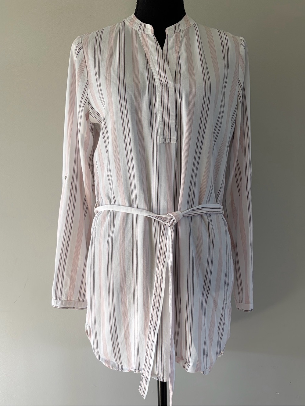 Women’s Camber & Grace Striped Light Pink & White Belted Tunic Top size S